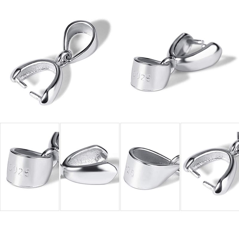 Lind Kitchen 2pcs 925 Sterling Silver Pendant Bail Connector Pinch Clasp for Necklace DIY Jewelry Craft Making Handmade Beading Fittings Accessories 1.4cm - Image 2